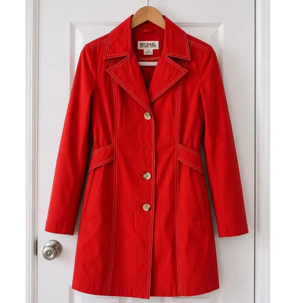 Vintage Michael Michael Kors Red Trench Coat Jacket